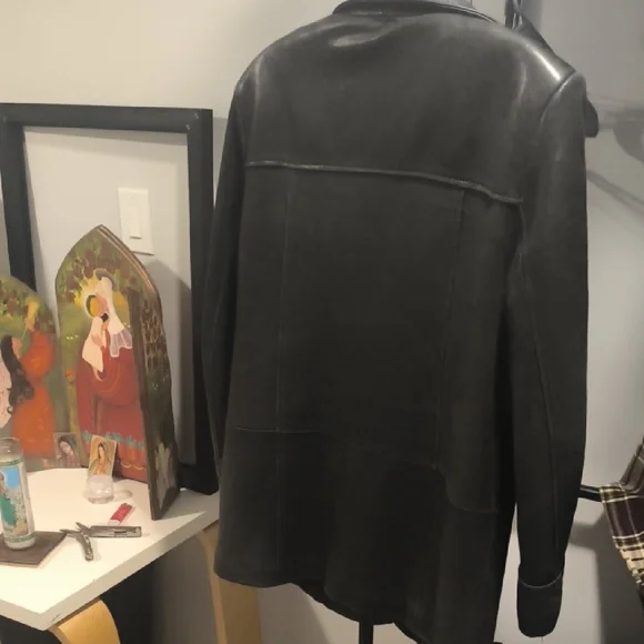 Danier Black Leather Long Coat - Picture 3 of 6